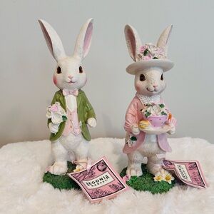 Begonia Dapper Easter Bunny Couple Set of Two Fancy Tea Party Rabbits NEW
